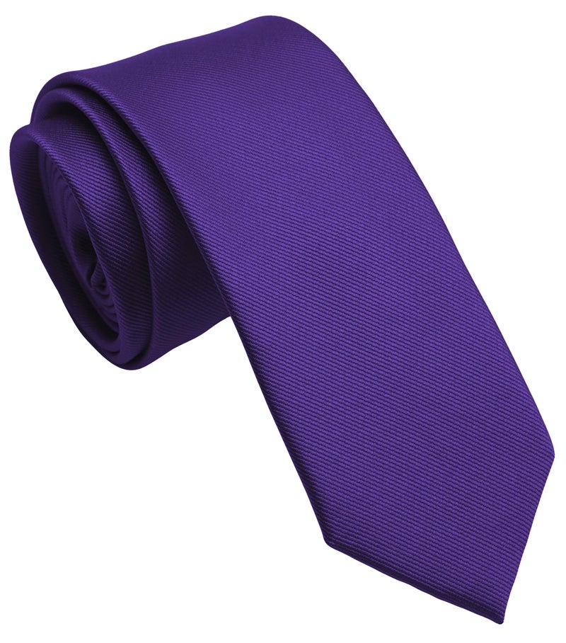 ZENXUS Solid Skinny Ties for Men, 2.5 inch Slim Regency Purple Necktie - Image 1